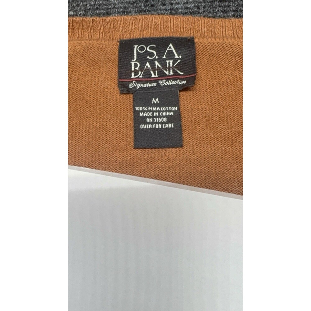 Jos A Bank Signature Collection Sweater Mens M Pima Cotton V-Neck Rust Orange - Picture 4 of 9